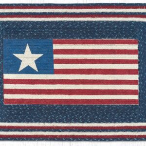 American Flag Hand Stenciled Oblong Print Patch Rug 20"x30"