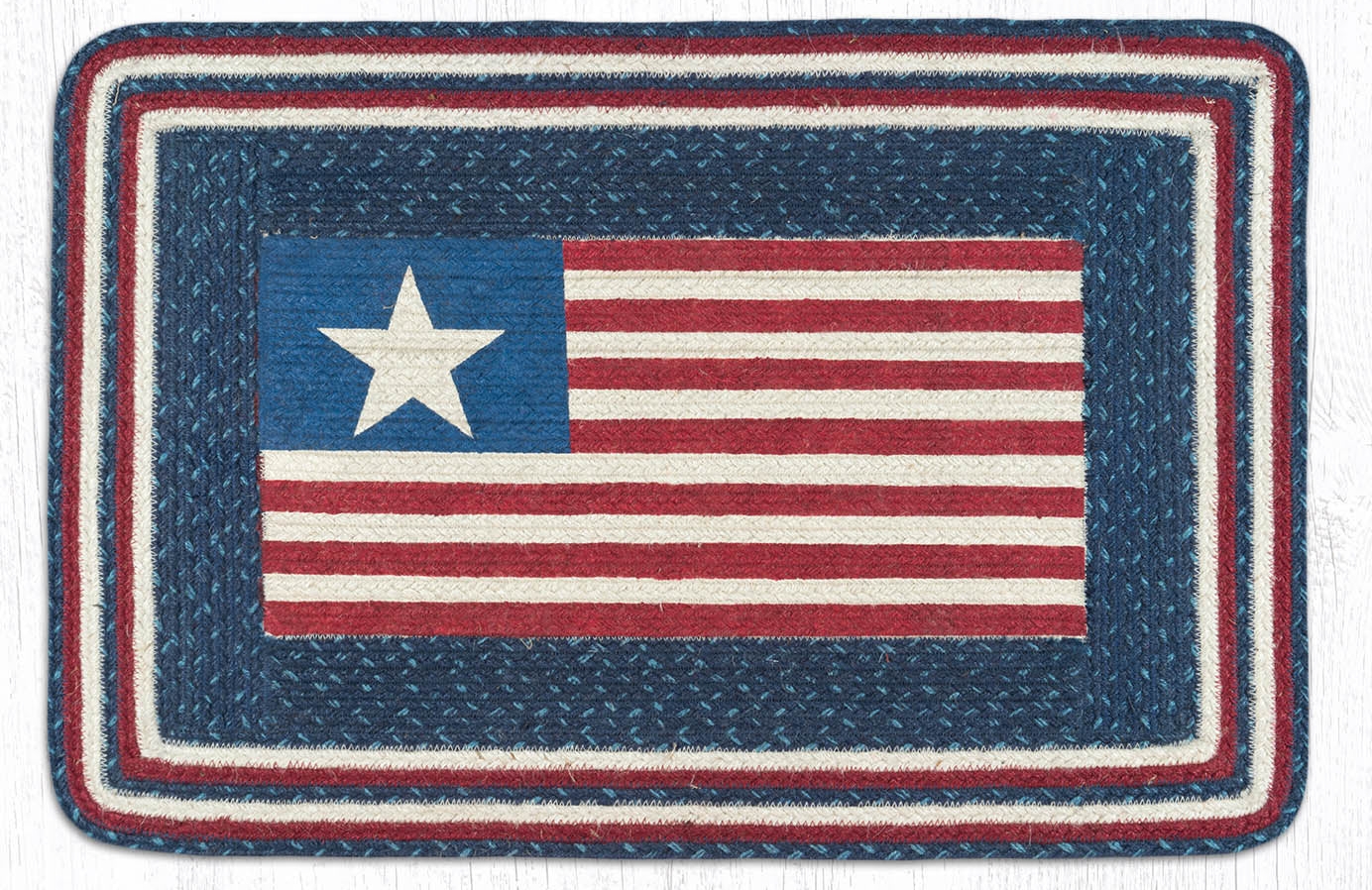 American Flag Hand Stenciled Oblong Print Patch Rug 20"x30"