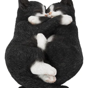 Sleeping Couple Cats - Black and White - Sculpture