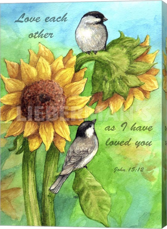 Sunflower And Chickadee - Gallery Wrapped Canvas