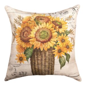 Sunflower Bouquet Motif 1 Climaweave Pillow - 18″ x 18″ (Set of 2)
