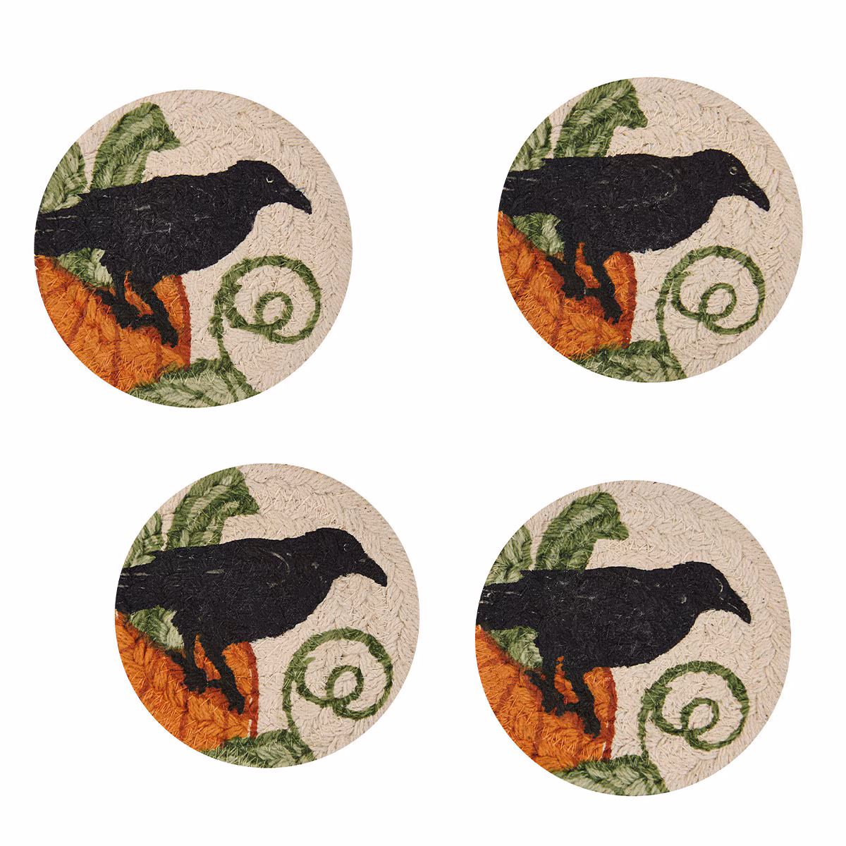 Watching Pumpkins Print Braided Coasters - Set of 4