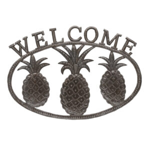 Welcome Pineapples - Recycled Steel Drum Wall Art 16″ x 11.25″