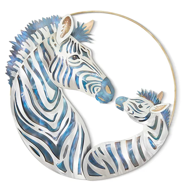 Zebra Mom and Foal Copper Metal Wall Art