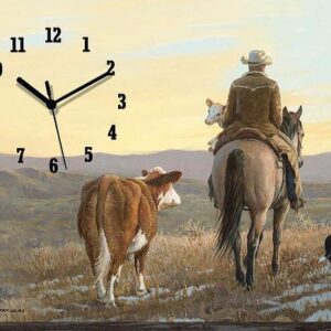 Almost Home - Cowboy - Canvas Clock